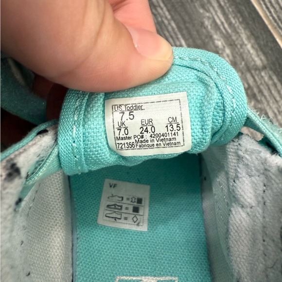 Vans Flower Black and Teal Toddler Sneakers - Picture 9 of 9